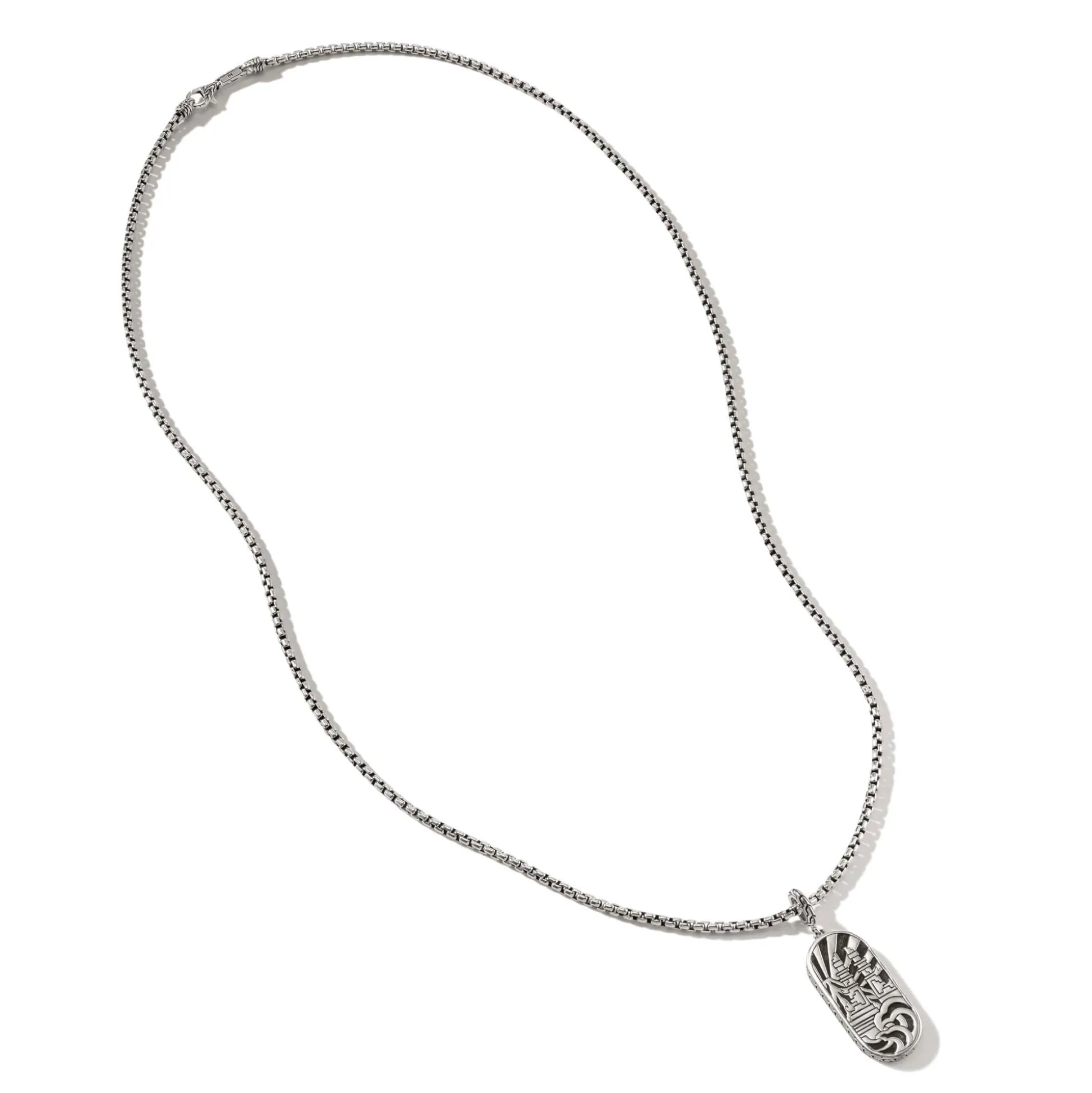 Men John Hardy Tags & Pendants^Carved Tag Necklace, Dark Silver, Gemstones