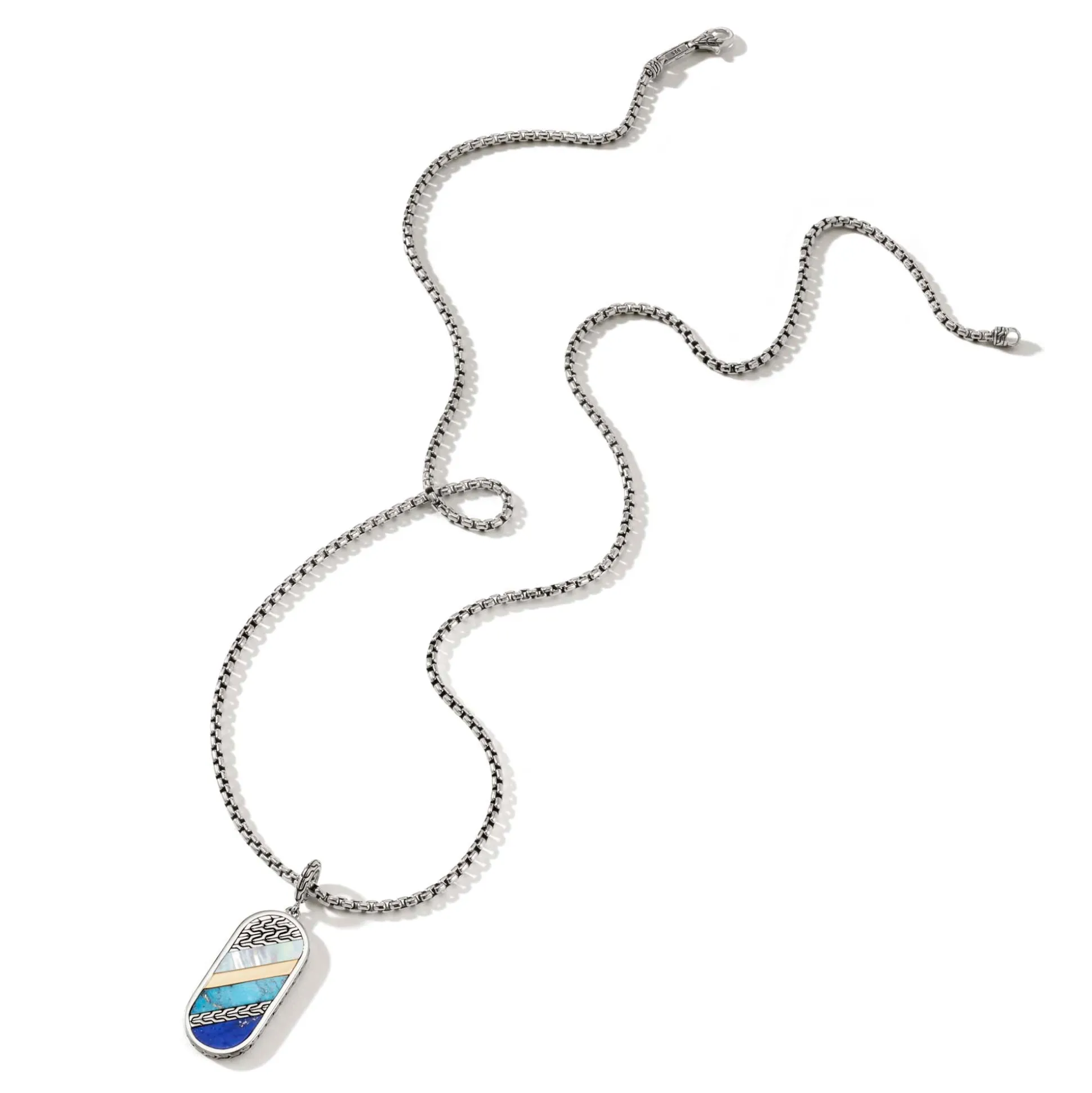 Men John Hardy Tags & Pendants^Carved Tag Necklace, Silver, Gold, Gemstones