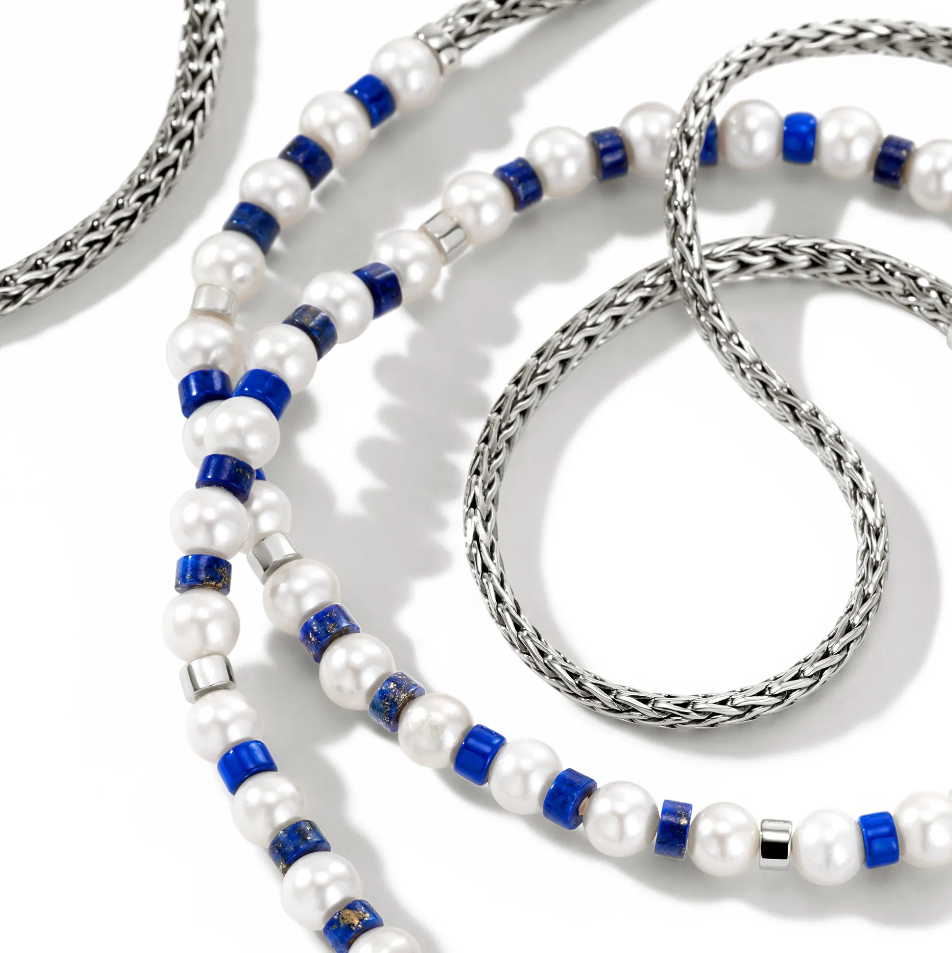 Women John Hardy Beads^Colorblock Necklace, Silver, Gemstones, Pearl