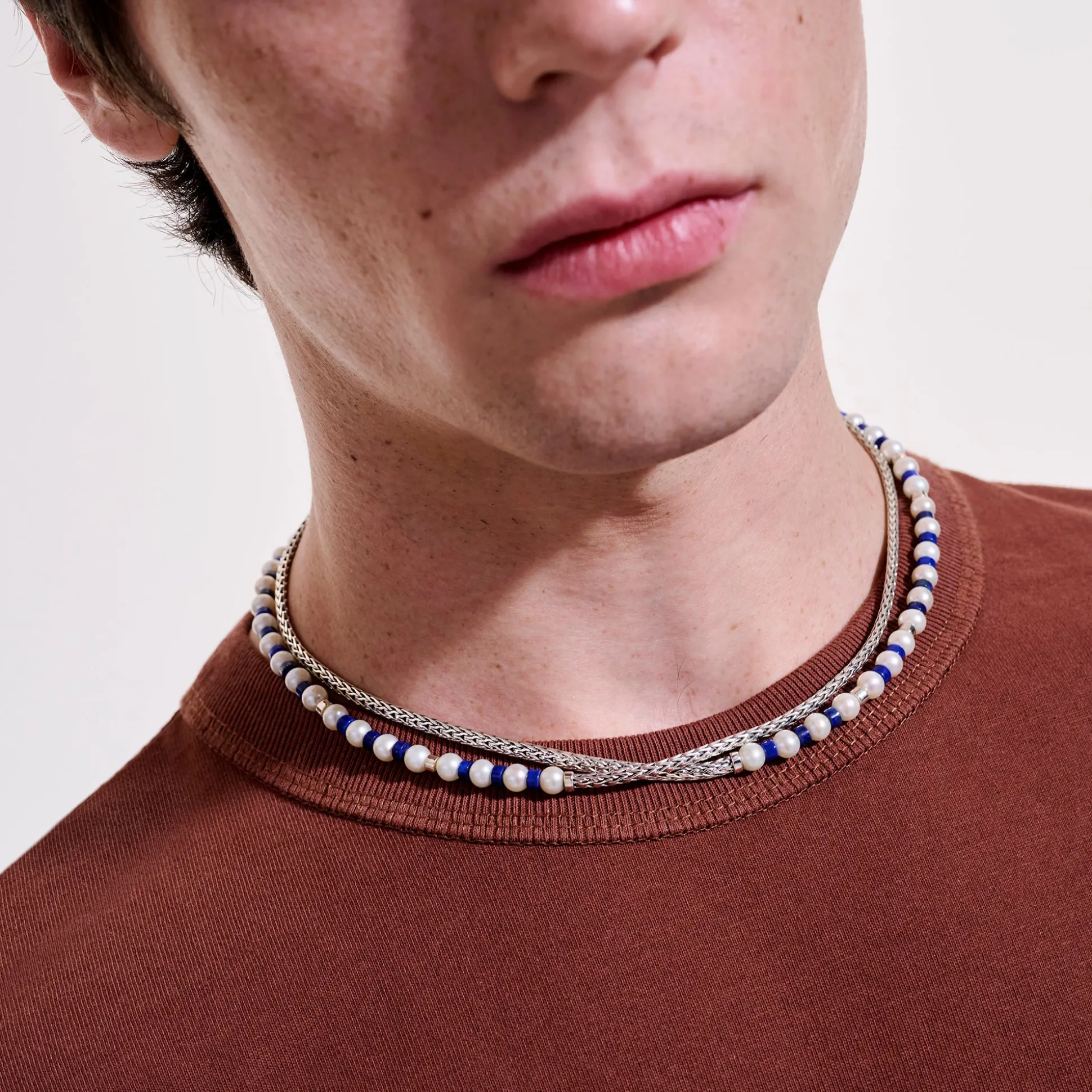 Women John Hardy Beads^Colorblock Necklace, Silver, Gemstones, Pearl