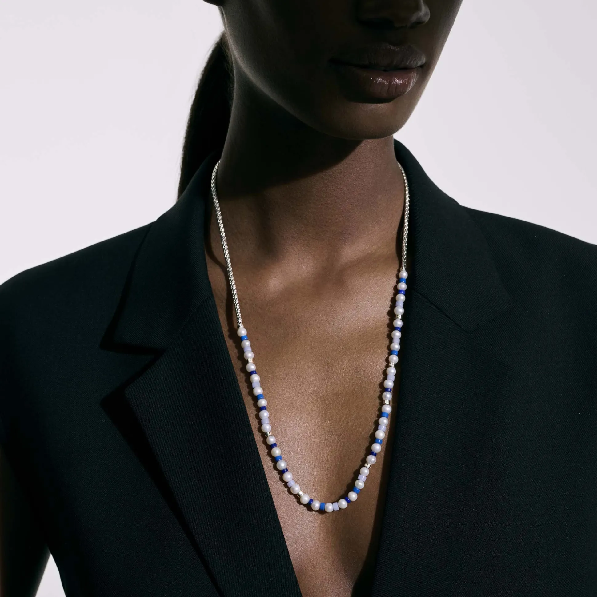 Women John Hardy Beads^Colorblock Necklace, Silver, Gemstones, Pearl