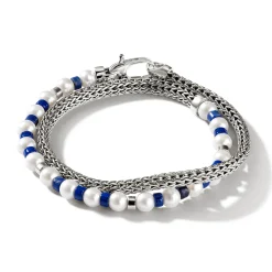 Men John Hardy Beads^Colorblock Wrap, Silver, Gemstones, Pearl