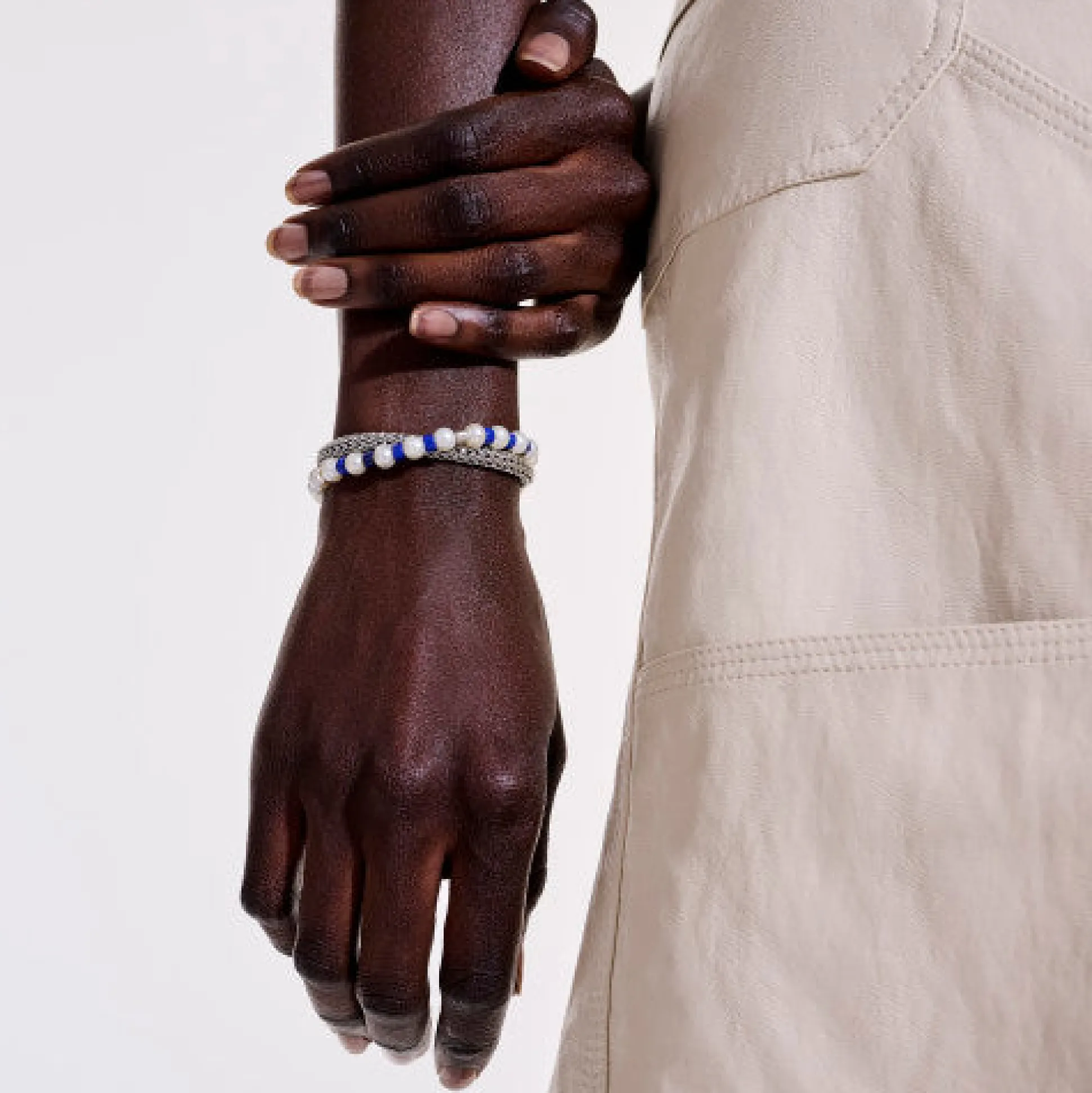 Men John Hardy Beads^Colorblock Wrap, Silver, Gemstones, Pearl