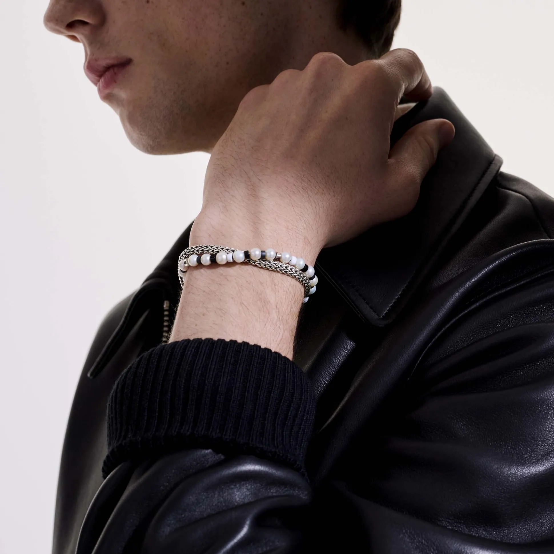 Men John Hardy Beads^Colorblock Wrap, Silver, Gemstones, Pearl