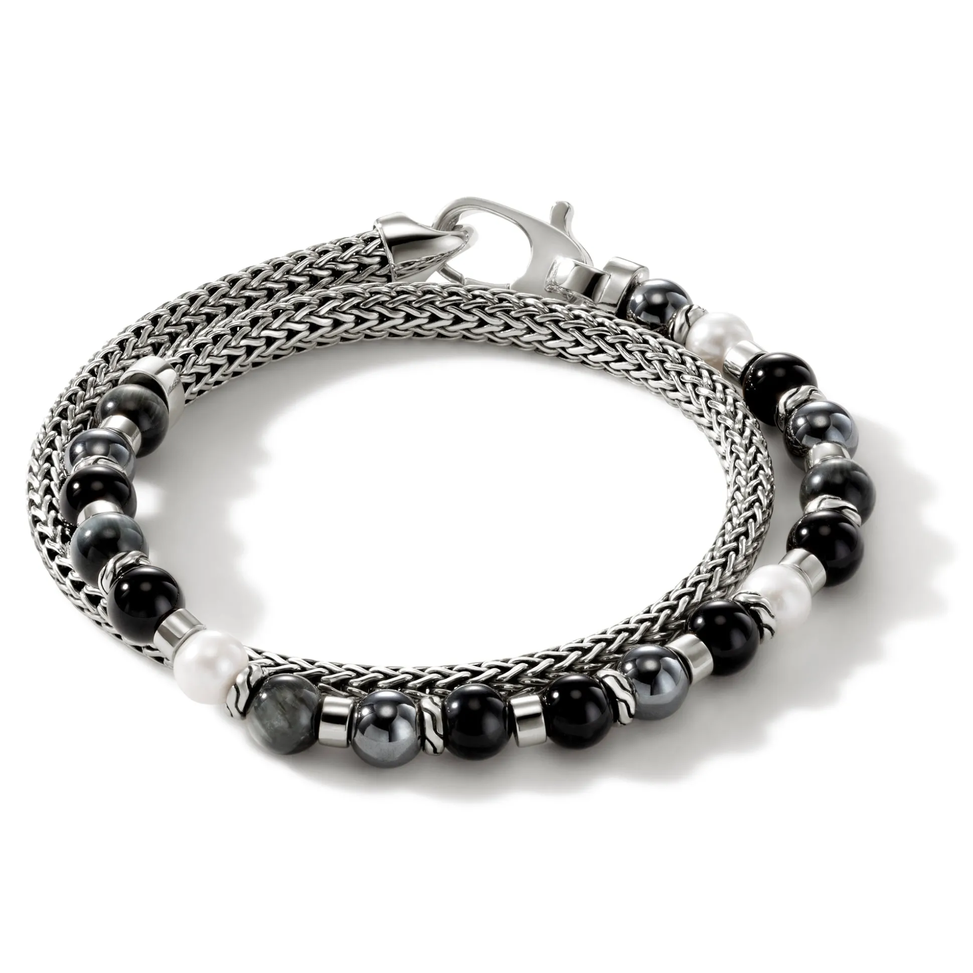 Men John Hardy Beads^Colorblock Wrap, Silver, Gemstones, Pearl