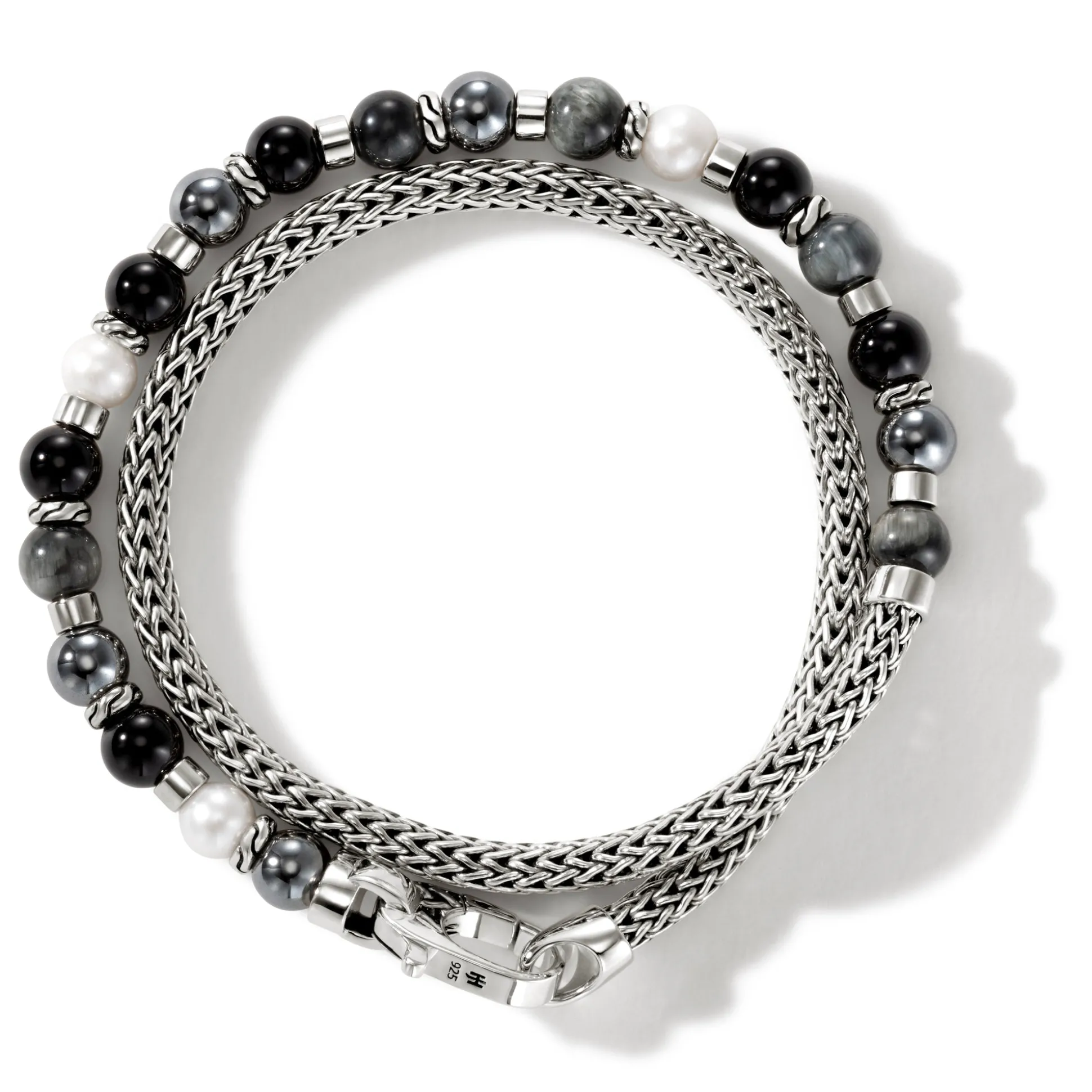 Men John Hardy Beads^Colorblock Wrap, Silver, Gemstones, Pearl