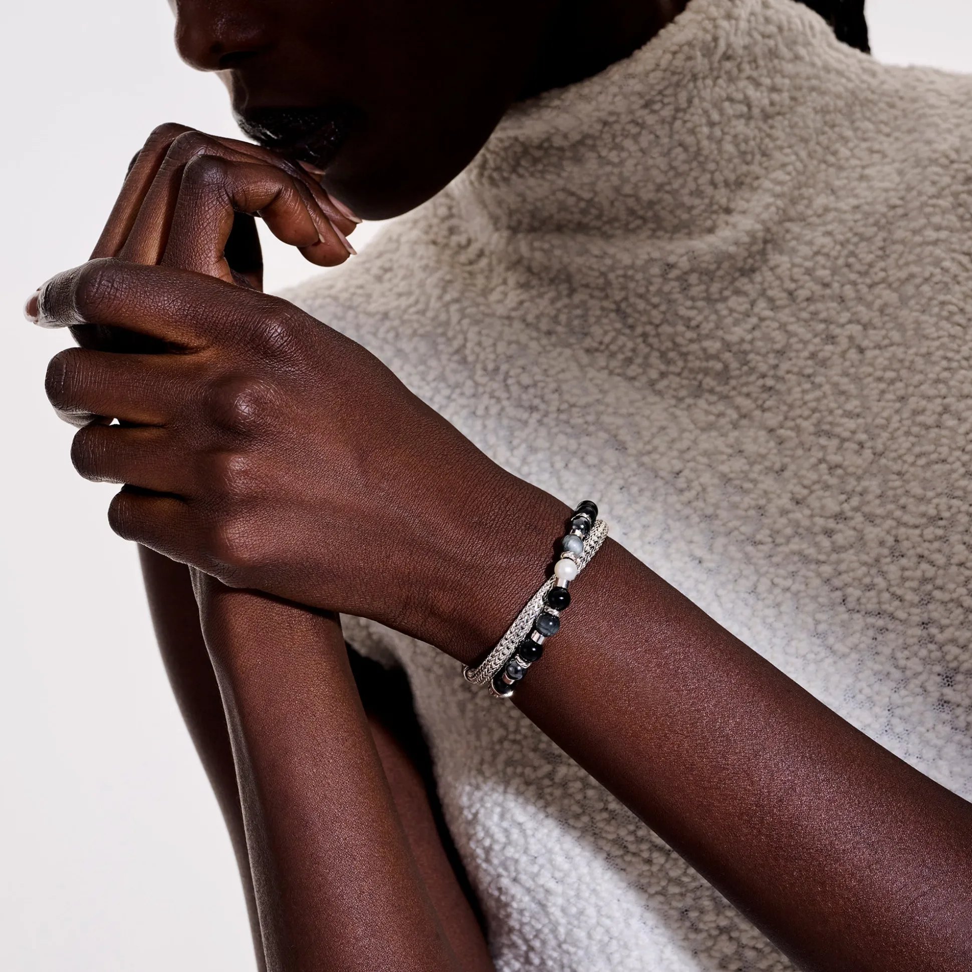 Men John Hardy Beads^Colorblock Wrap, Silver, Gemstones, Pearl