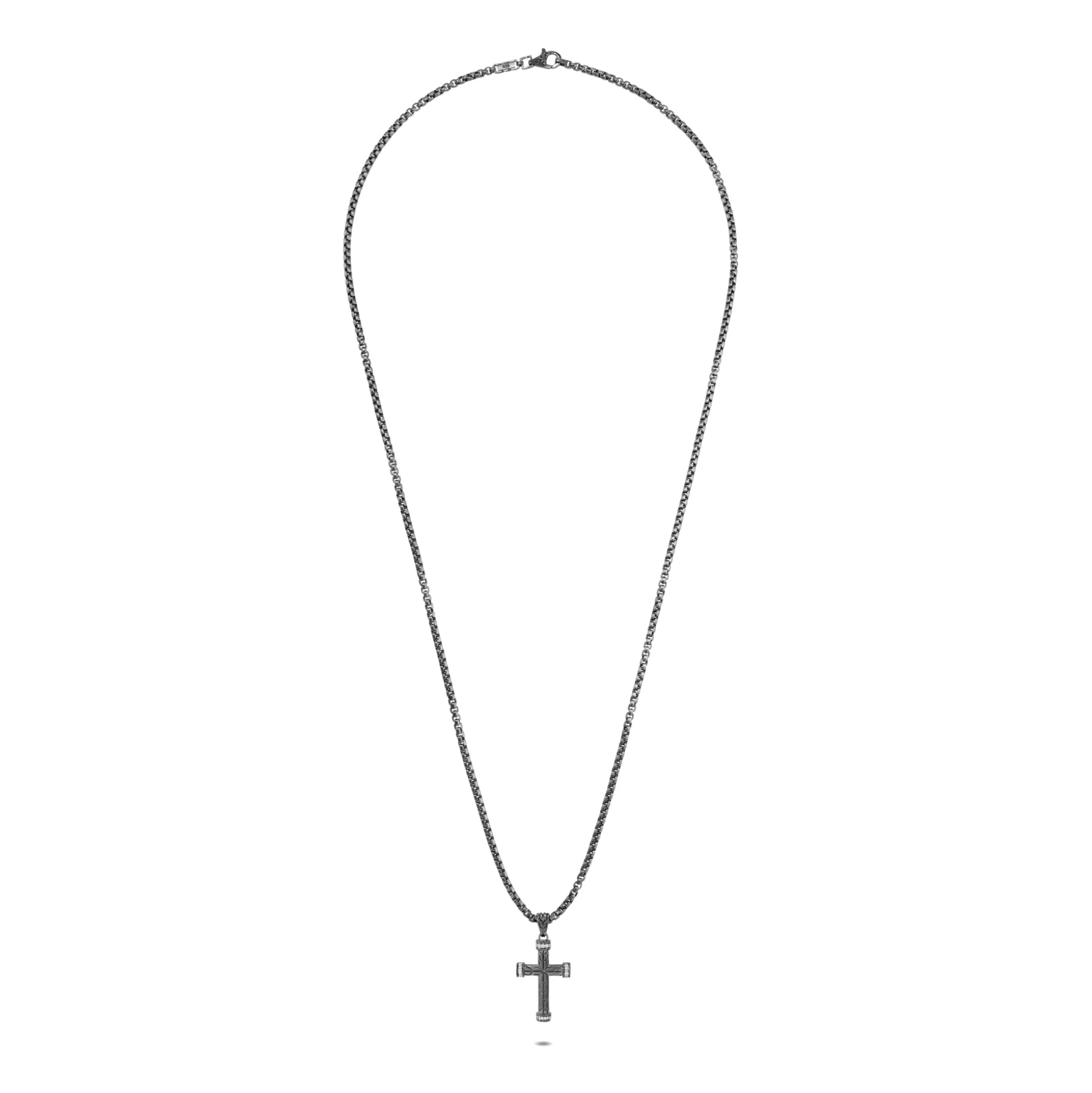 Men John Hardy Tags & Pendants^Cross Pendant Necklace, Dark Silver, Diamonds