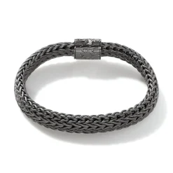 Men John Hardy Chains^Icon Bracelet, Dark Silver, Pave, 11Mm
