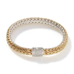 Men John Hardy Chains^Icon Bracelet, Gold, Silver, Diamonds, 6.5Mm