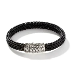 Men John Hardy Leather, Cord & Rubber^Icon Bracelet In Rubber, Silver, 10.5Mm