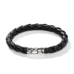 Men John Hardy Leather, Cord & Rubber^Kali Station Bracelet, Silver, Leather