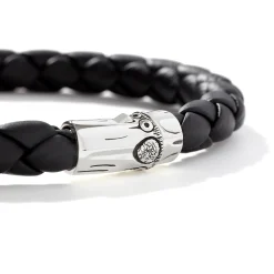 Men John Hardy Leather, Cord & Rubber^Leather Bamboo Station Bracelet, Silver