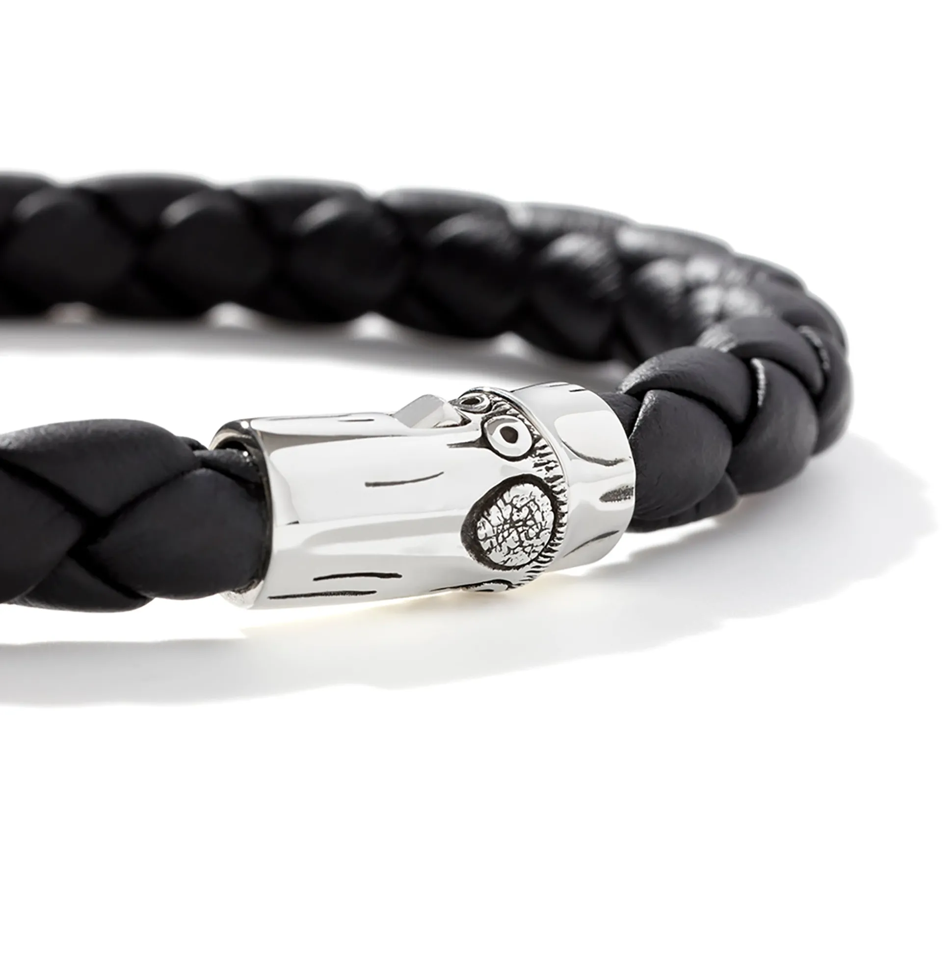 Men John Hardy Leather, Cord & Rubber^Leather Bamboo Station Bracelet, Silver
