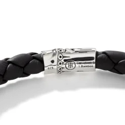 Men John Hardy Leather, Cord & Rubber^Leather Bamboo Station Bracelet, Silver