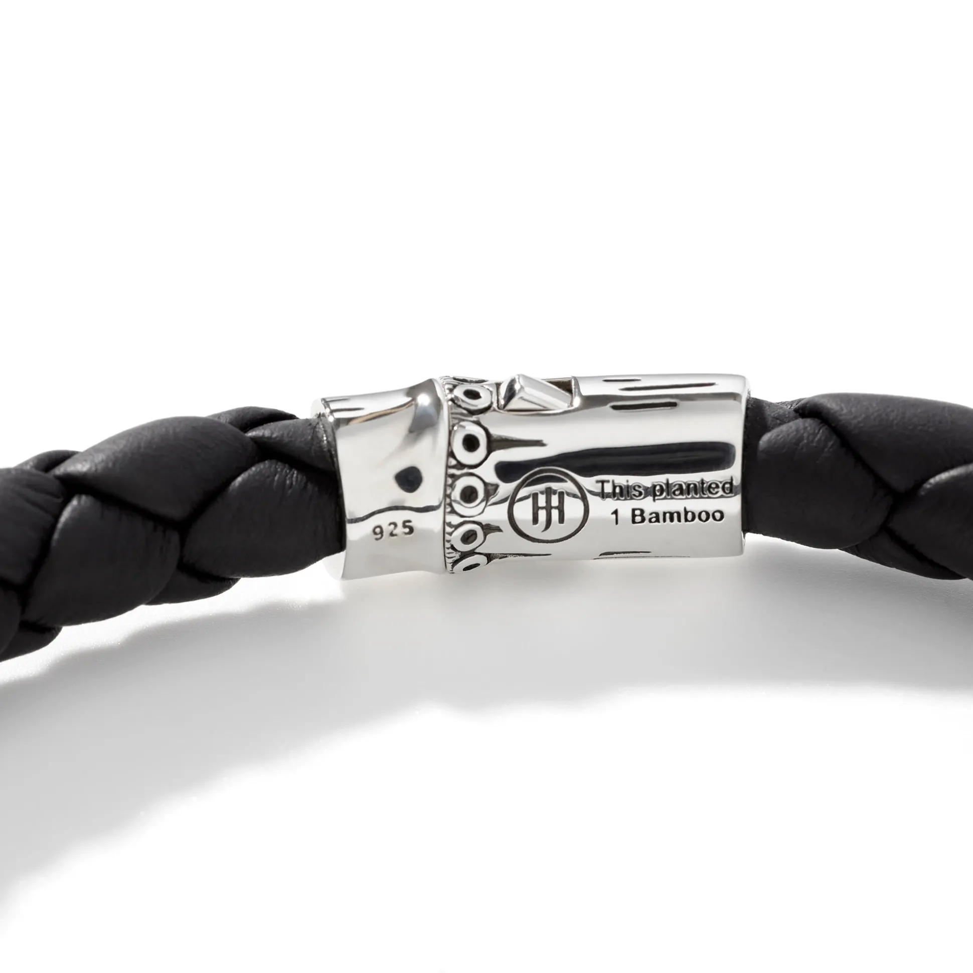 Men John Hardy Leather, Cord & Rubber^Leather Bamboo Station Bracelet, Silver