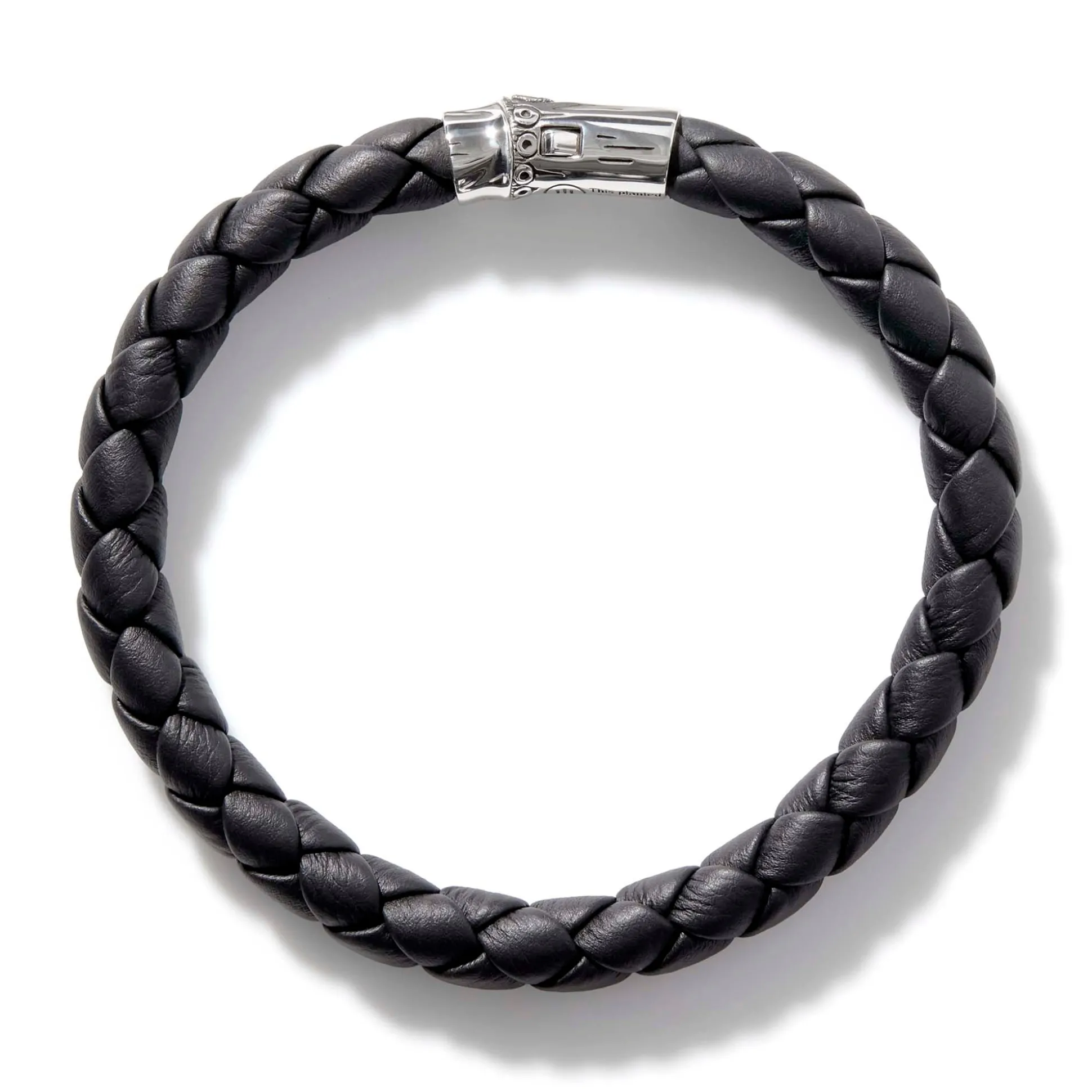 Men John Hardy Leather, Cord & Rubber^Leather Bamboo Station Bracelet, Silver