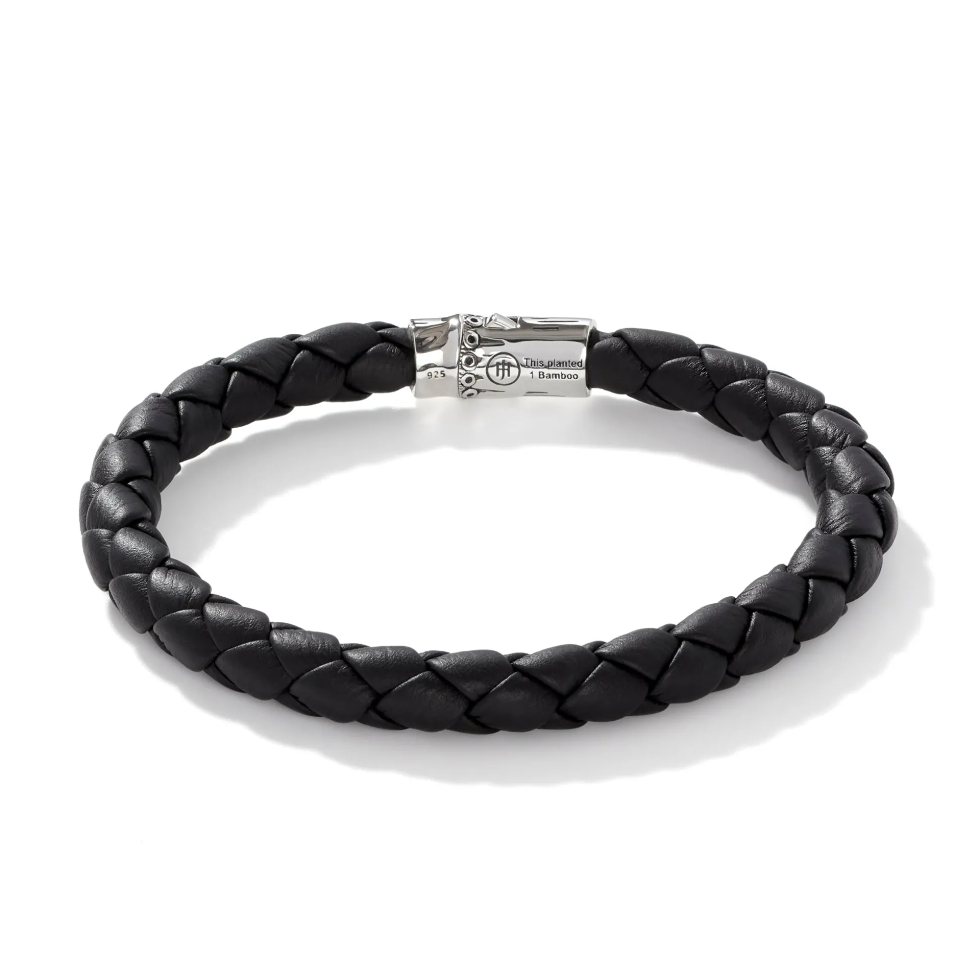 Men John Hardy Leather, Cord & Rubber^Leather Bamboo Station Bracelet, Silver
