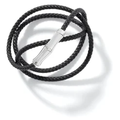 Men John Hardy Leather, Cord & Rubber^Leather Bamboo Triple Wrap, Sterling Silver