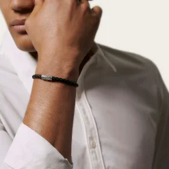 Men John Hardy Leather, Cord & Rubber^Leather Bracelet, Sterling Silver