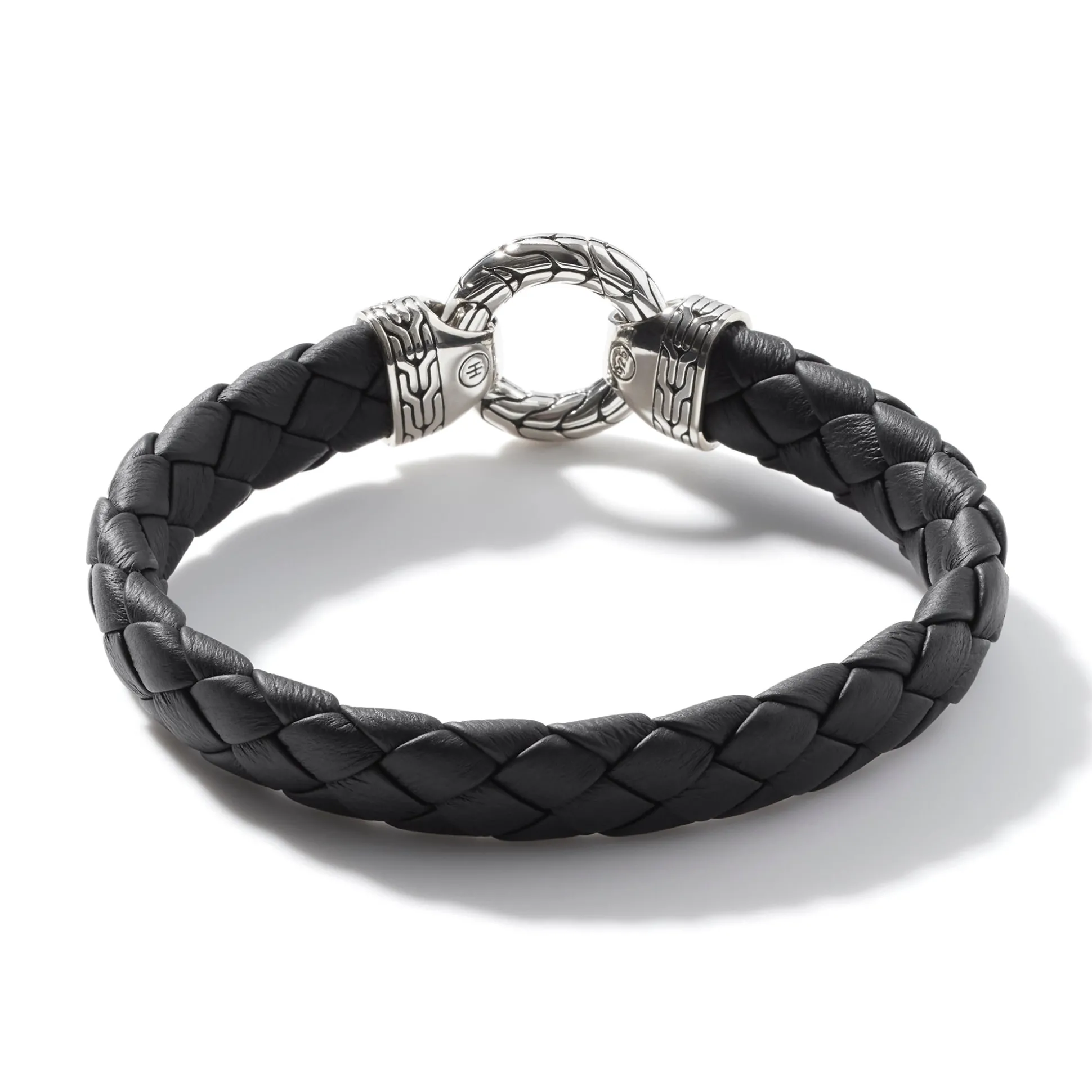 Men John Hardy Leather, Cord & Rubber^Leather Keyring Bracelet, Sterling Silver