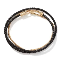 Men John Hardy Leather, Cord & Rubber^Leather Triple Wrap, Gold