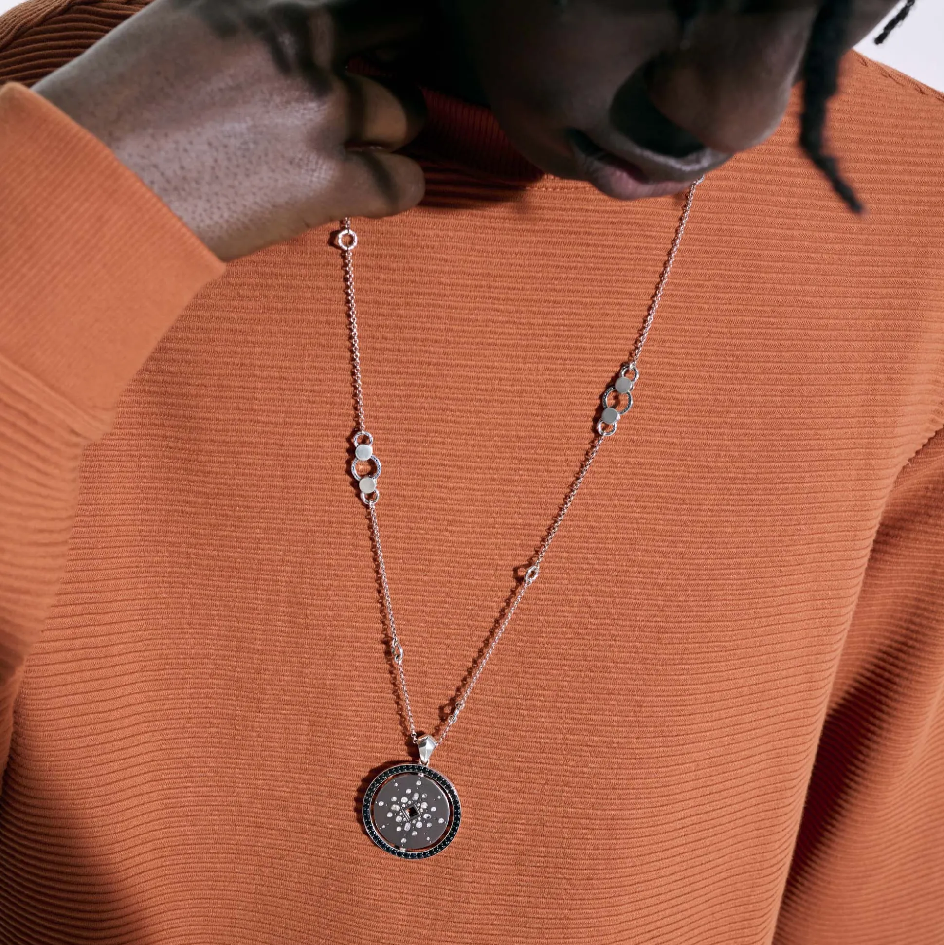 Women John Hardy Pendants^Moon Door Necklace, Dark Silver, Diamonds