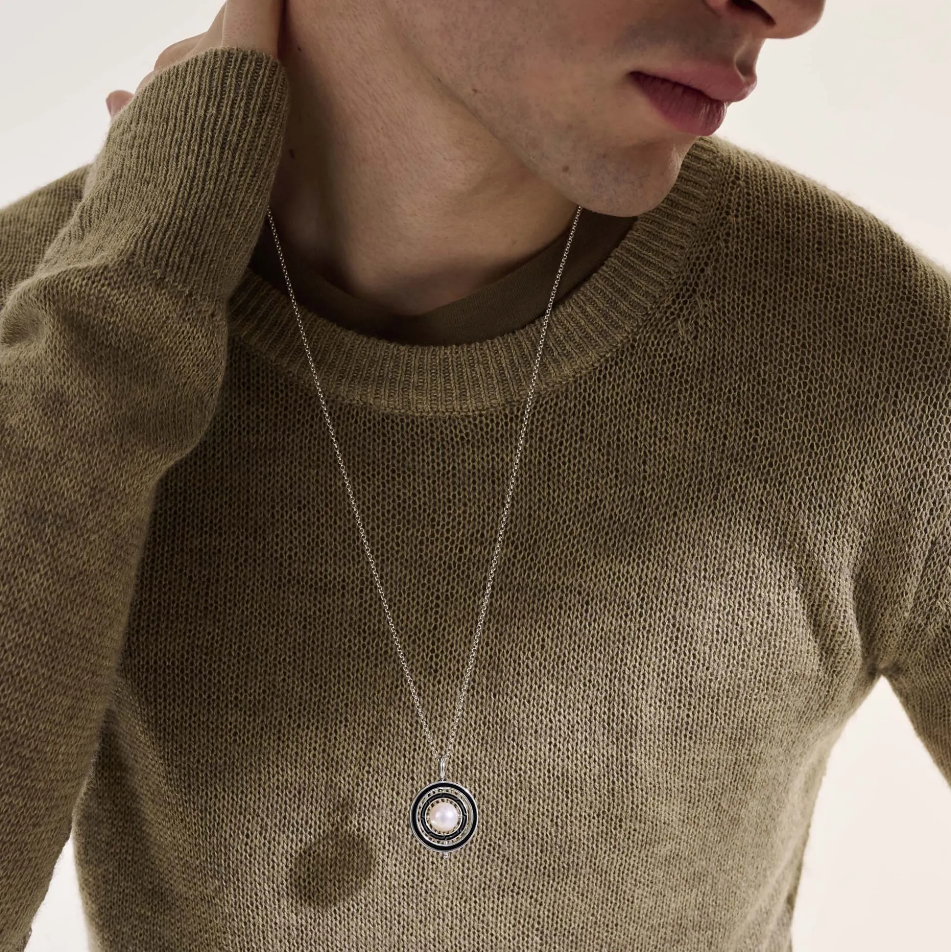 Women John Hardy Pendants^Moon Door Necklace, Silver, Leather, Pearl