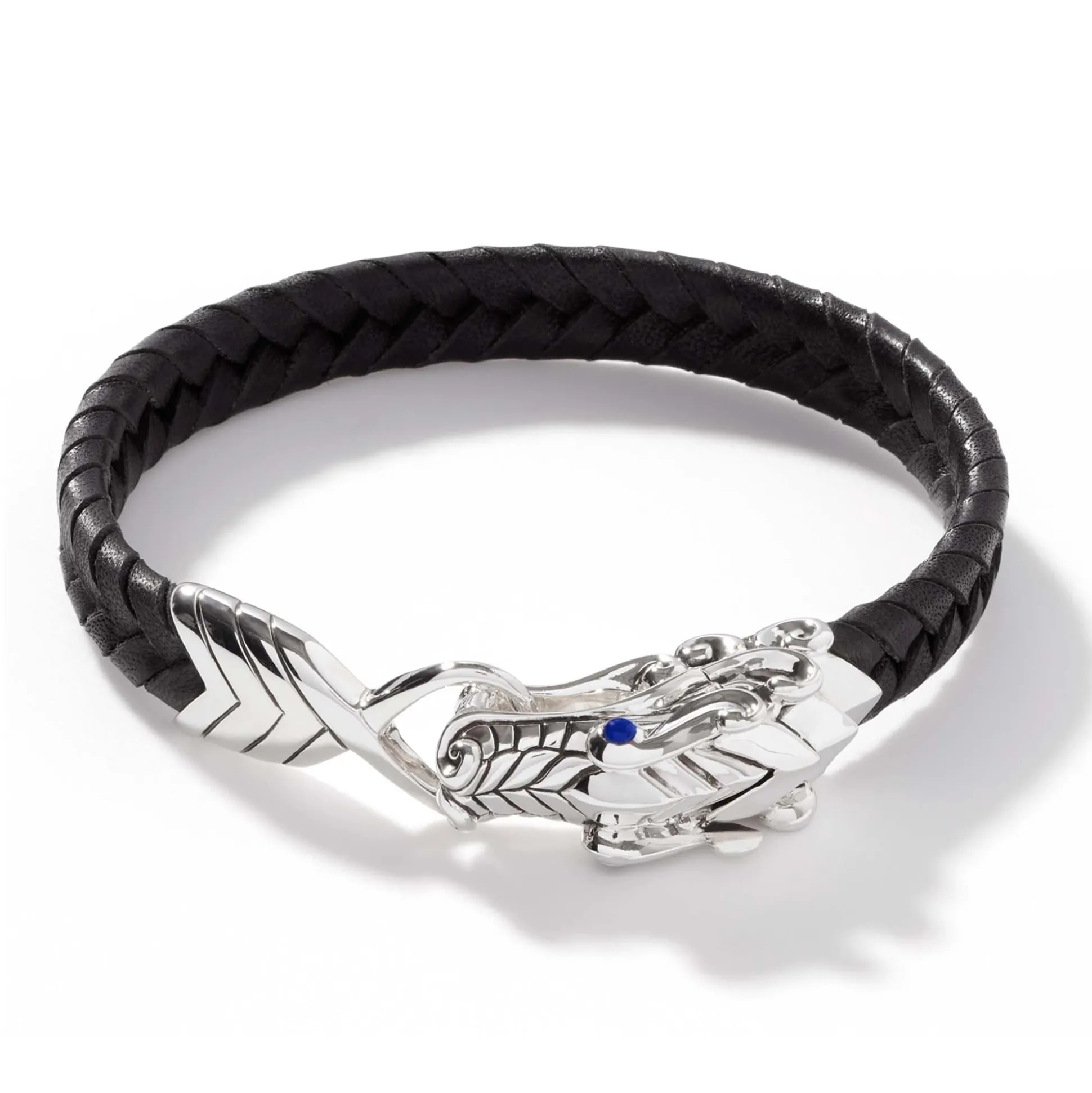 Men John Hardy Leather, Cord & Rubber^Naga Bracelet In Leather, Sterling Silver