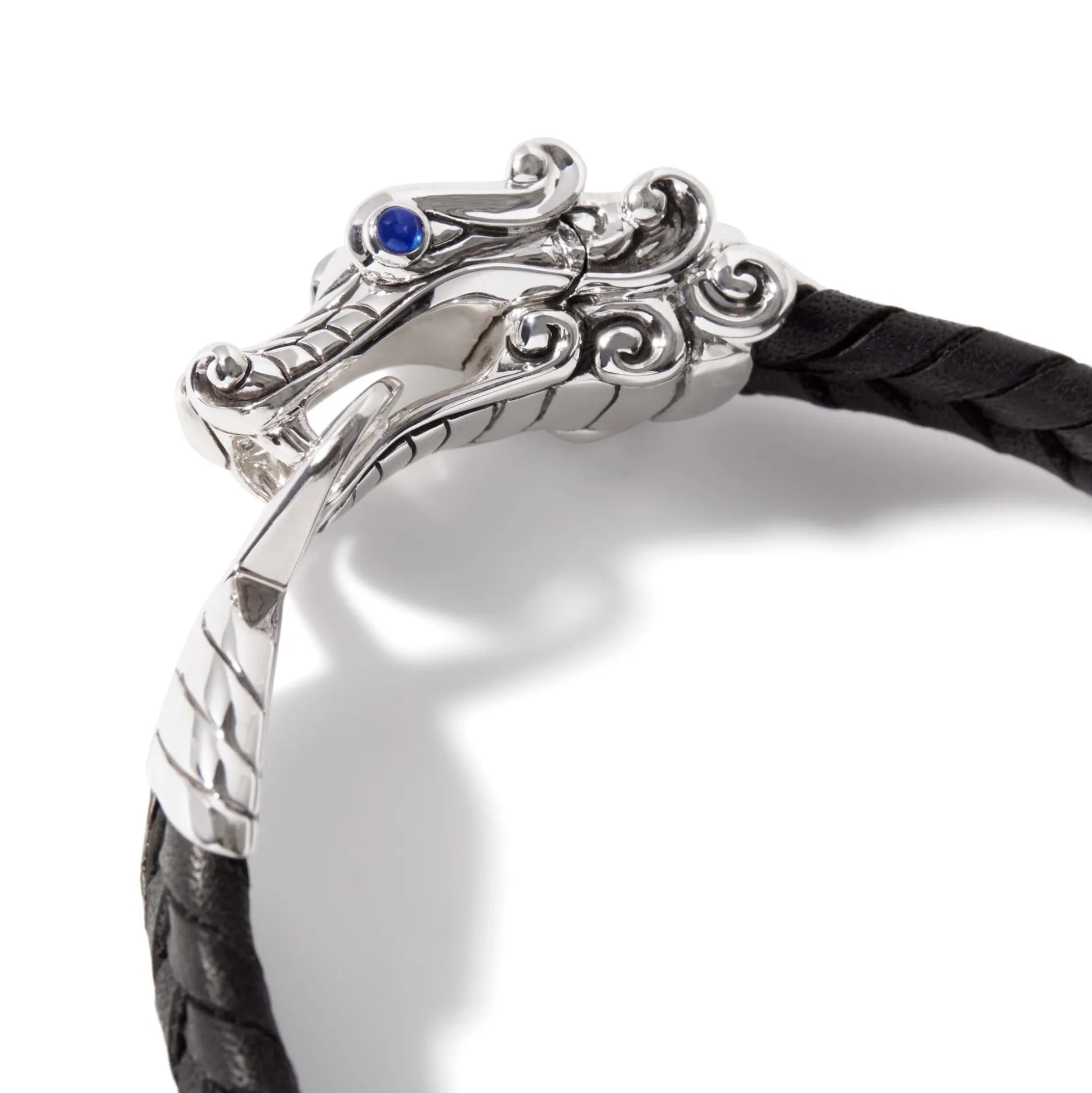 Men John Hardy Leather, Cord & Rubber^Naga Bracelet In Leather, Sterling Silver