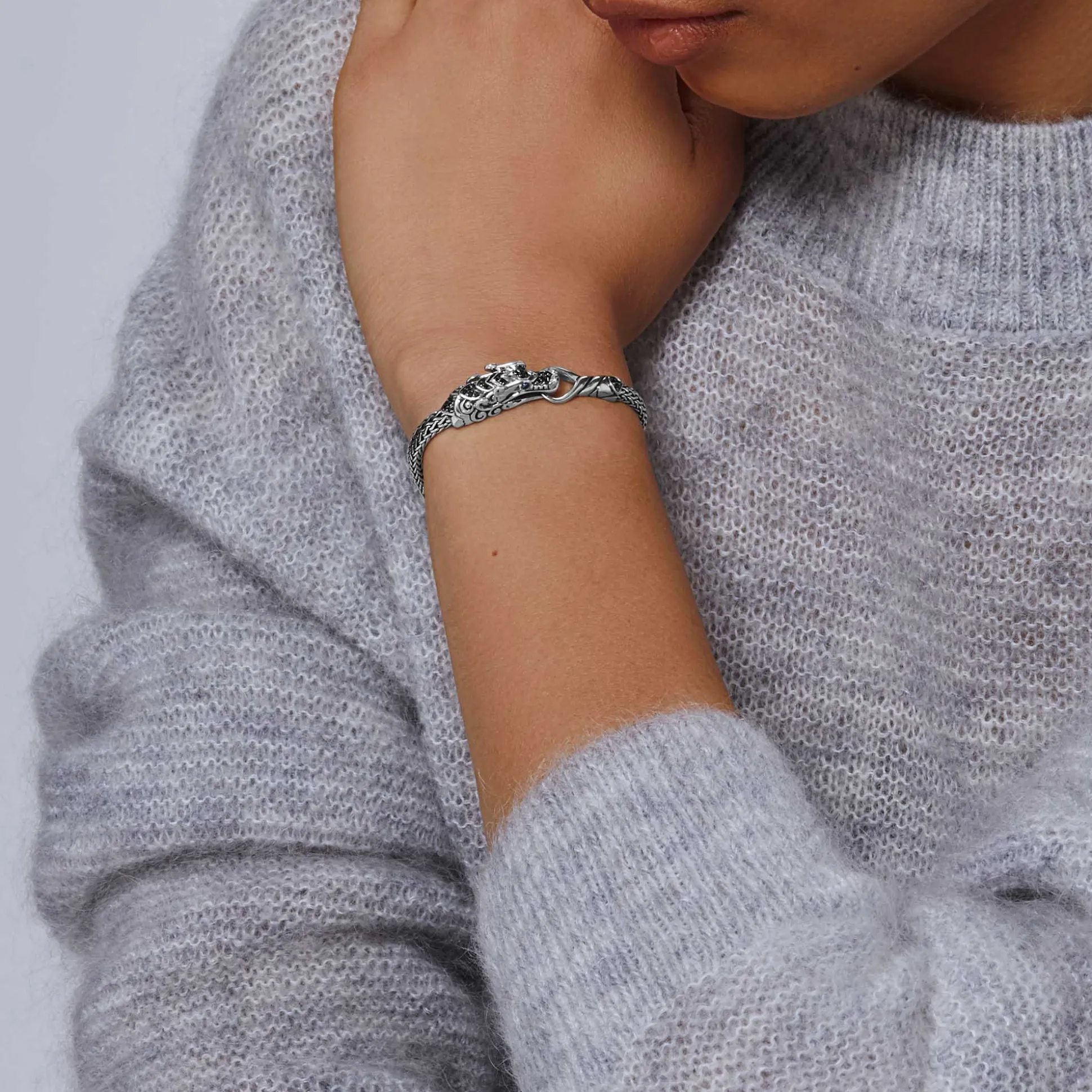 Men John Hardy Chains^Naga Bracelet, Sterling Silver, Pave, 5Mm