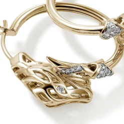 Women John Hardy Hoops^Naga Hoop Earring, Gold, Diamonds