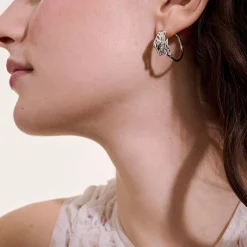 Women John Hardy Hoops^Naga Hoop Earring, Gold, Diamonds