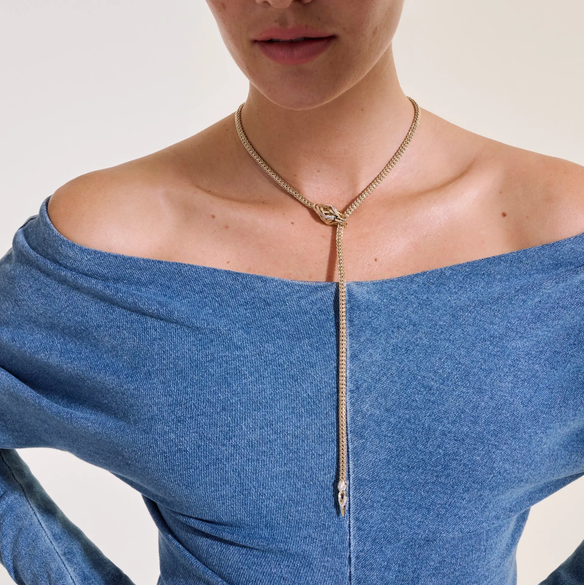 Women John Hardy Statement^Naga Lariat, Gold, Silver, Diamonds