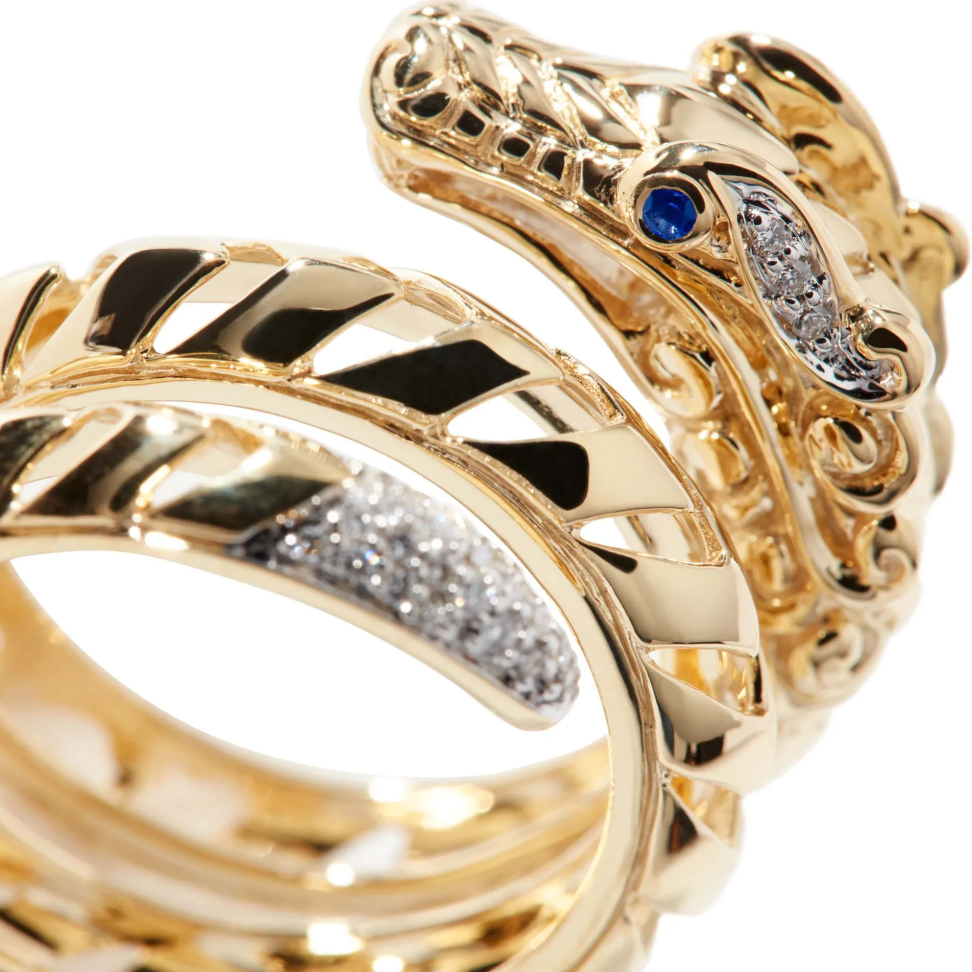 Women John Hardy Statement^Naga Ring, Gold, Diamonds