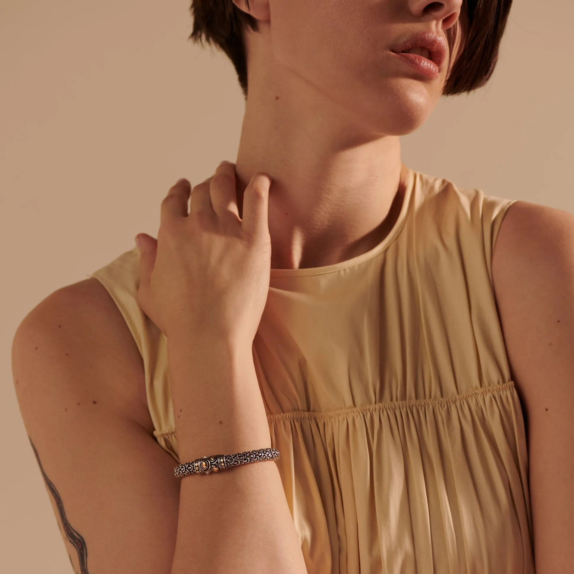 Women John Hardy Chains^Naga Scale Bracelet, Gold, Sterling Silver