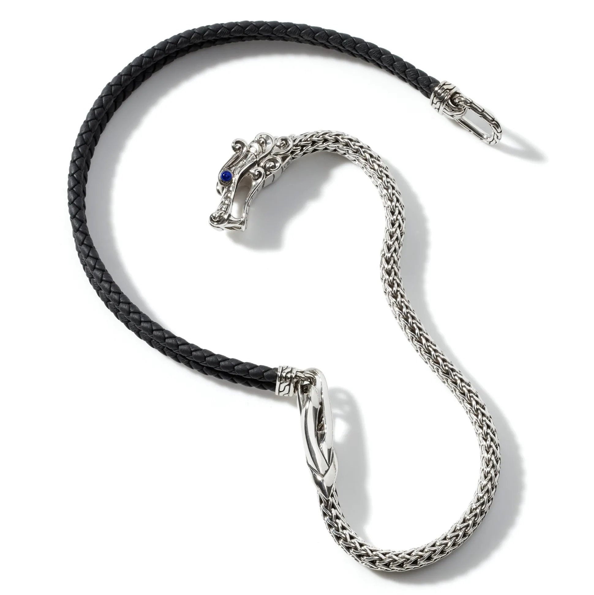Men John Hardy Leather, Cord & Rubber^Naga Wrap , Sterling Silver, Leather, 6.5Mm