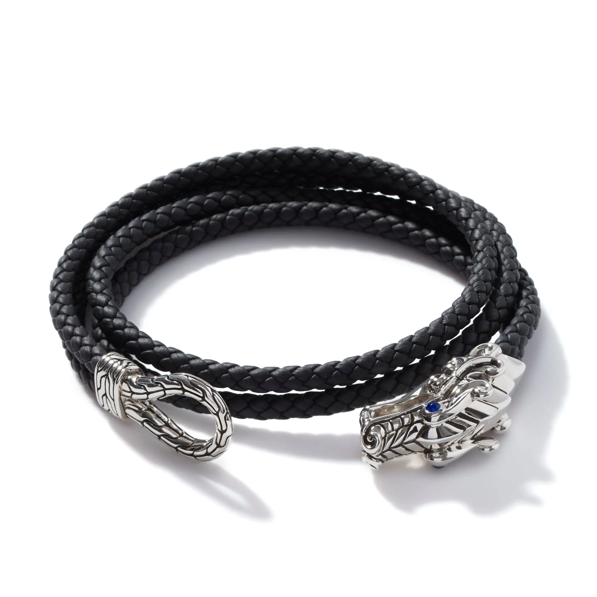 Men John Hardy Leather, Cord & Rubber^Naga Wrap, Leather, Silver, 8Mm