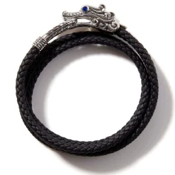 Men John Hardy Leather, Cord & Rubber^Naga Wrap, Leather, Silver, 8Mm