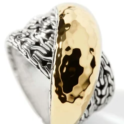 Women John Hardy Statement^Palu Crossover Ring, Gold, Sterling Silver