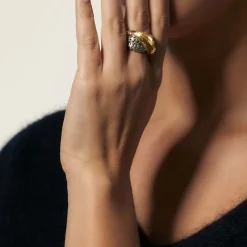Women John Hardy Statement^Palu Crossover Ring, Gold, Sterling Silver