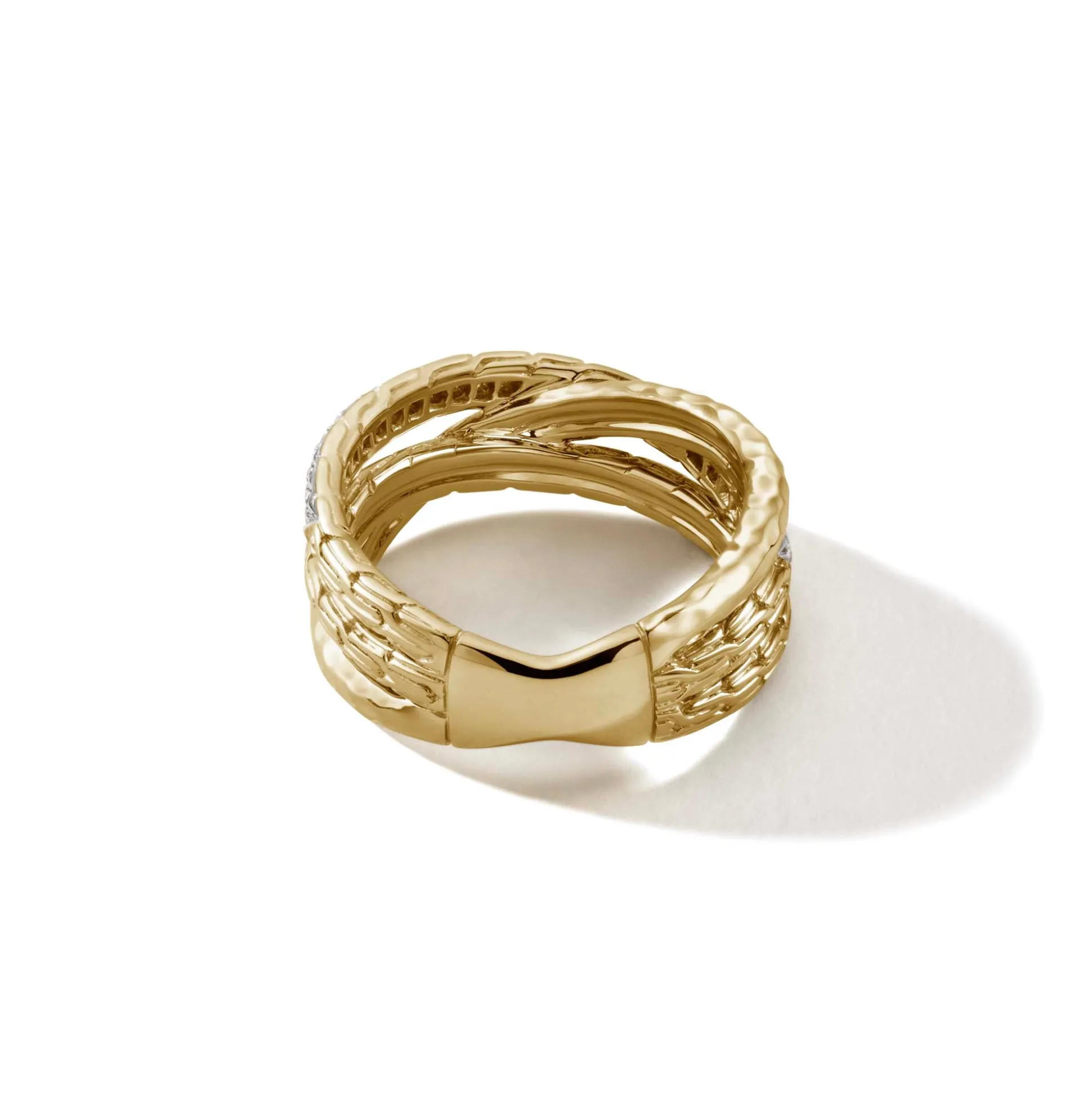 Women John Hardy Bands^Palu Crossover Ring, Gold, Diamonds