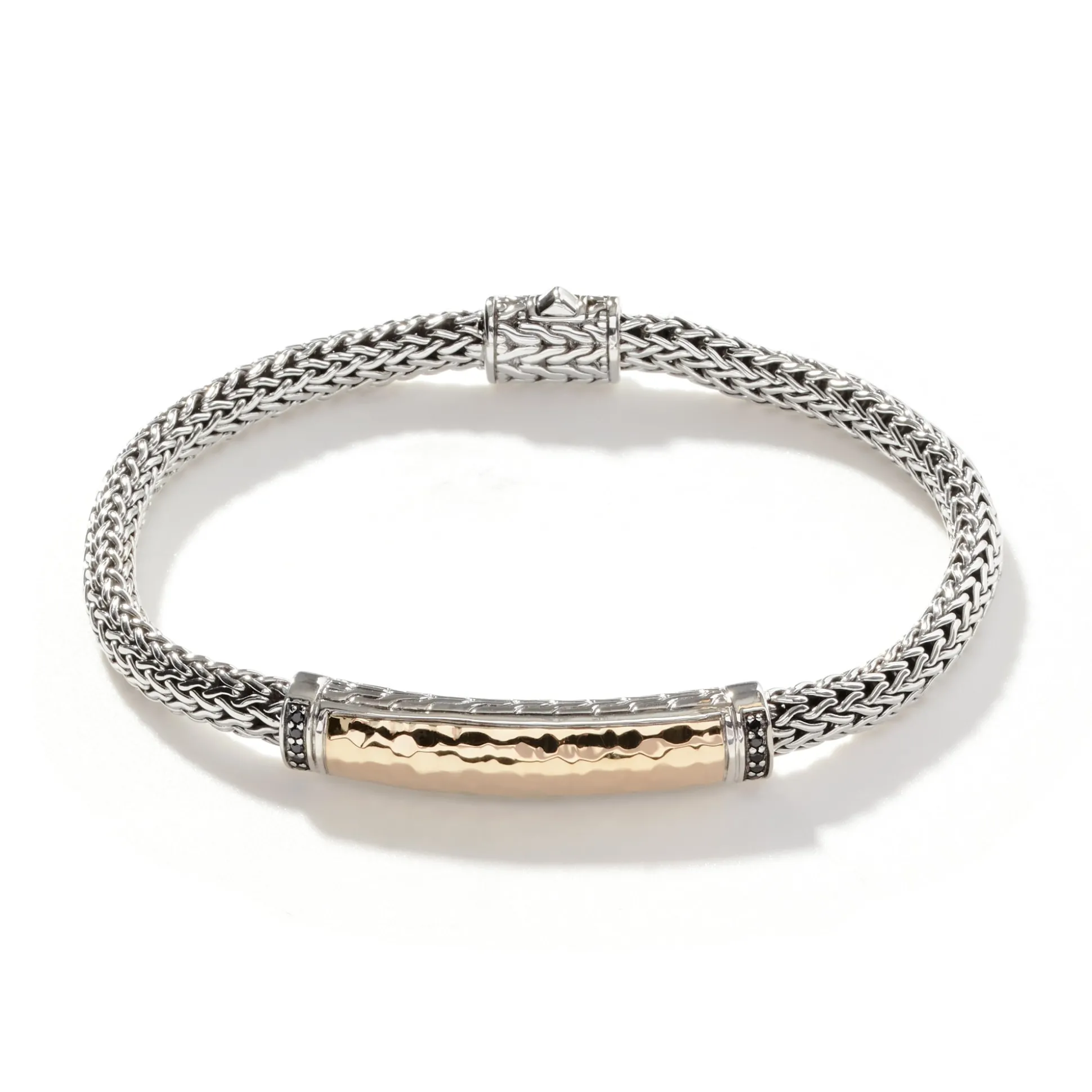 Women John Hardy Chains^Palu Id Bracelet, Silver, Gold, Pave, 5Mm