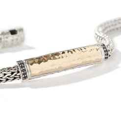 Women John Hardy Chains^Palu Id Bracelet, Silver, Gold, Pave, 5Mm