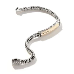 Women John Hardy Chains^Palu Id Bracelet, Silver, Gold, Pave, 5Mm