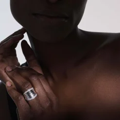 Women John Hardy Statement^Palu Saddle Ring, Gold, Diamonds