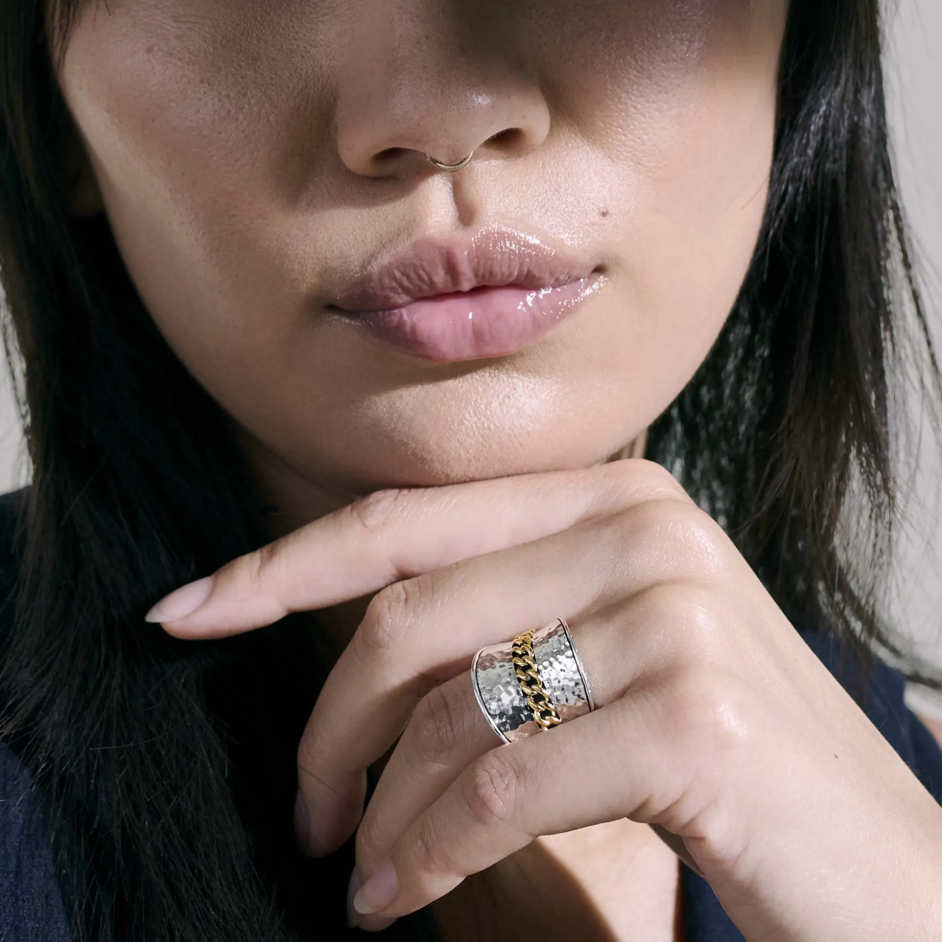 Women John Hardy Statement^Palu Saddle Ring, Sterling Silver, Gold