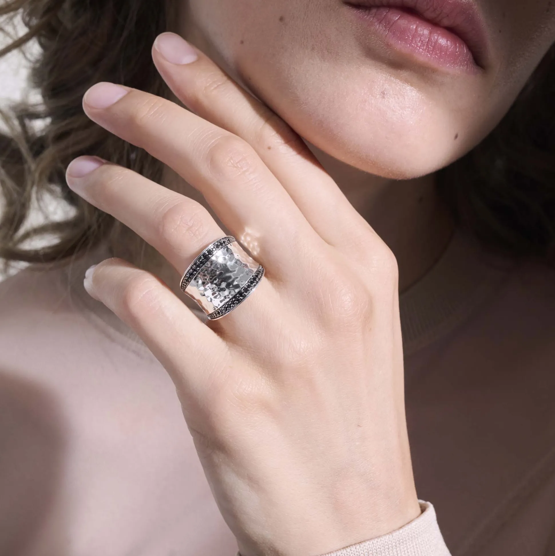 Women John Hardy Statement^Palu Saddle Ring, Sterling Silver, Pave