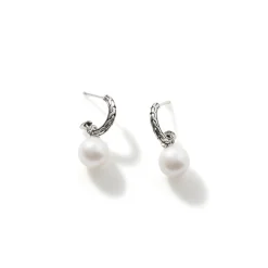 Women John Hardy Statement^Pear Drop J Hoop Earring, Sterling Silver