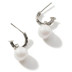 Women John Hardy Statement^Pear Drop J Hoop Earring, Sterling Silver